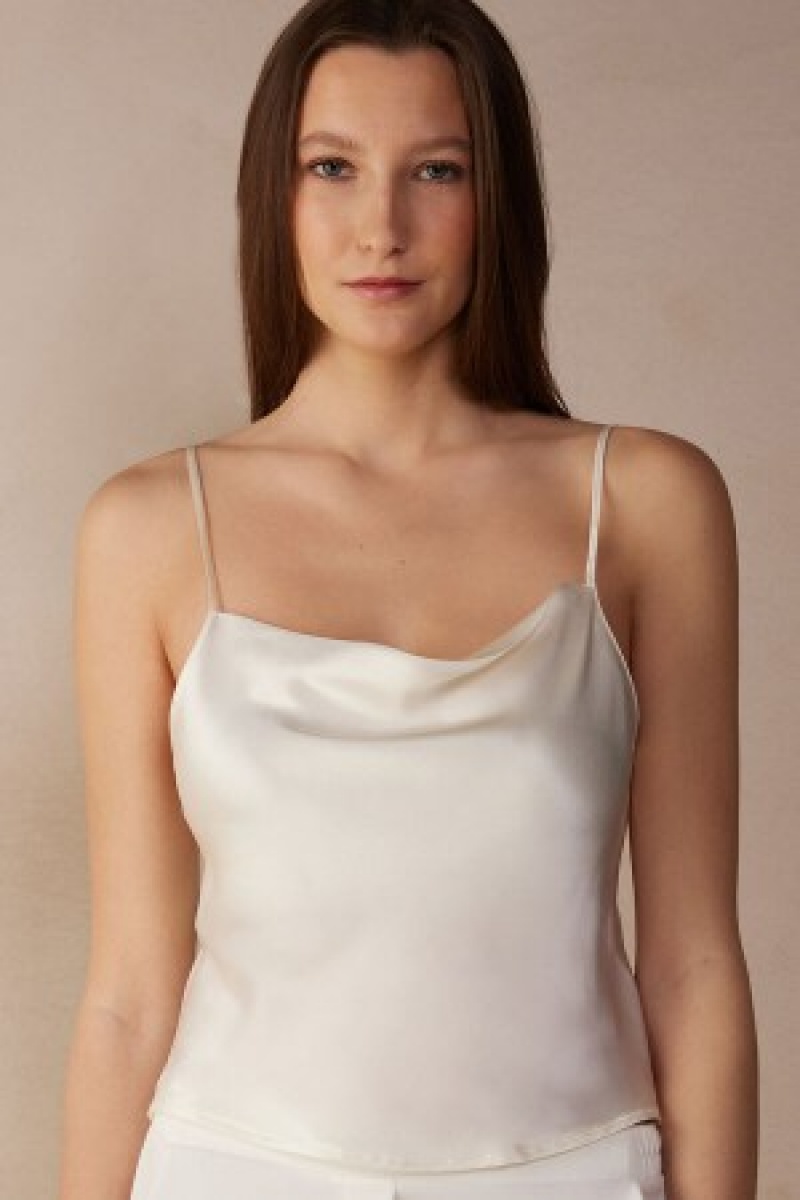 Intimissimi Silk Crop Camisole Wit | BENZX34836